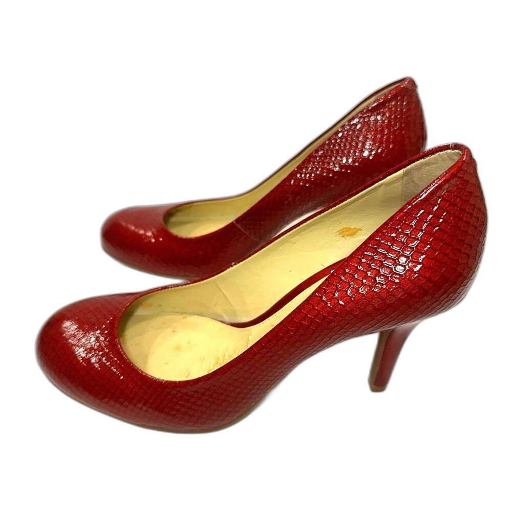 Gianni Bini Becca1 Royal Red Snake Embossed Round Toe Stiletto Pumps Women's 8